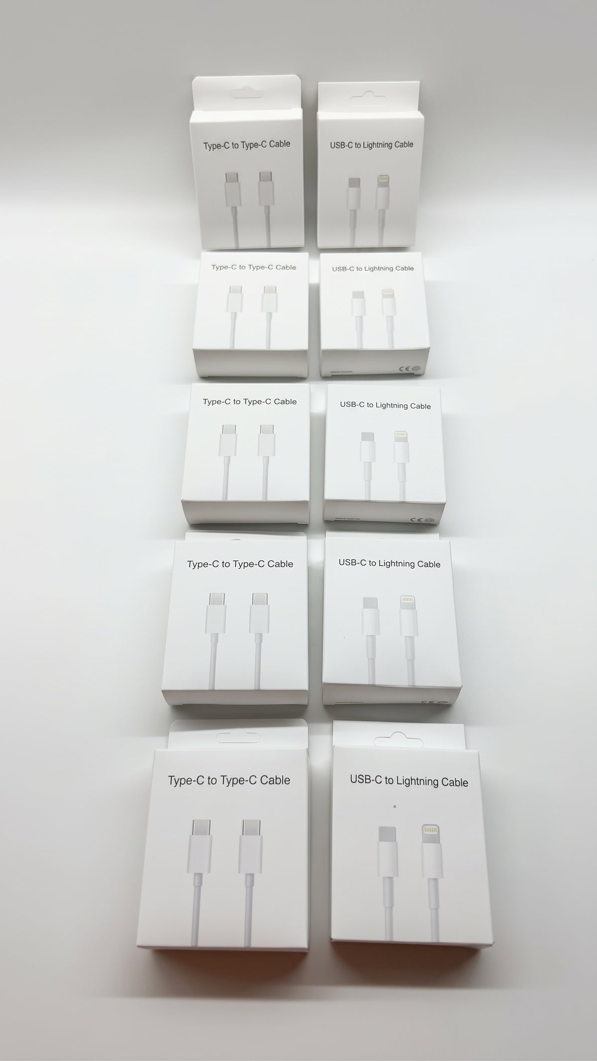 10 CABLES LIGHTNING y TIPO C (5 y 5)