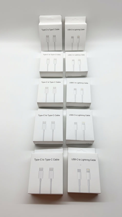 10 CABLES LIGHTNING y TIPO C (5 y 5)