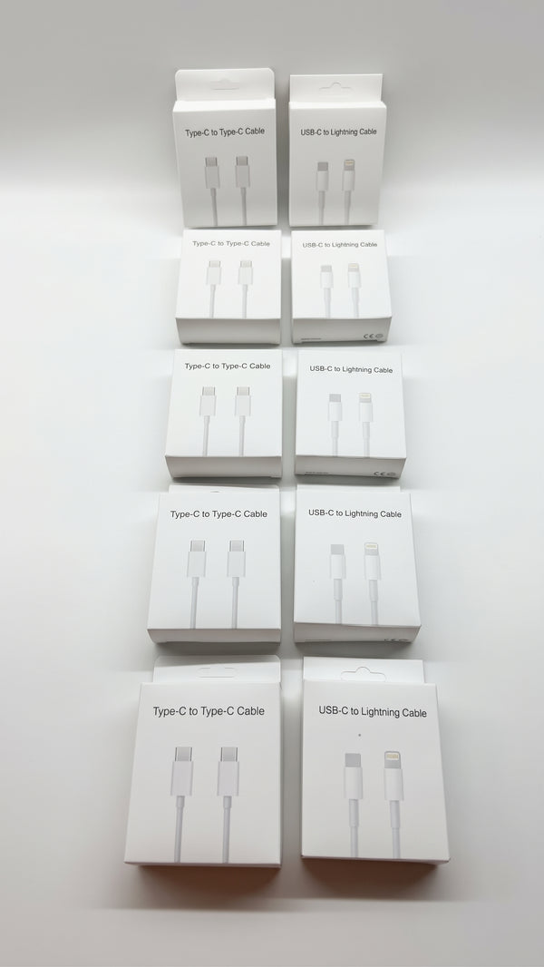 10 CABLES LIGHTNING y TIPO C (5 y 5)